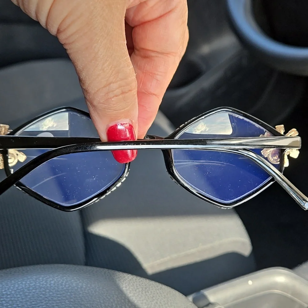 Black Bling 2.0 Pearl Reader Glasses w/  Crystals Accents  Lightweight